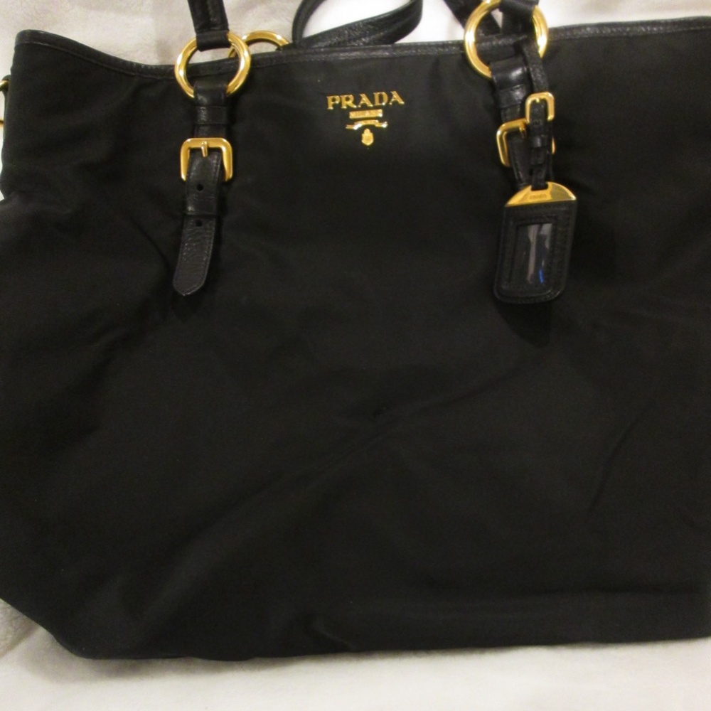 PRADA BLACK NYLON LARGE SHOPPER TOTE BAG - Picture 6 of 14